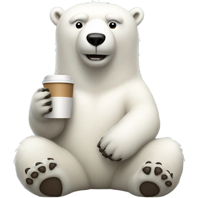 Full boudy polar bear drink coffee emoji