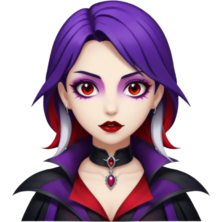 Beautiful ethereal Gorgeous Vampiric Edgy Anime Lady With Black red White Purple  emoji