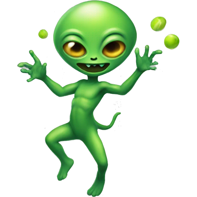 GREEN alien juggling emoji