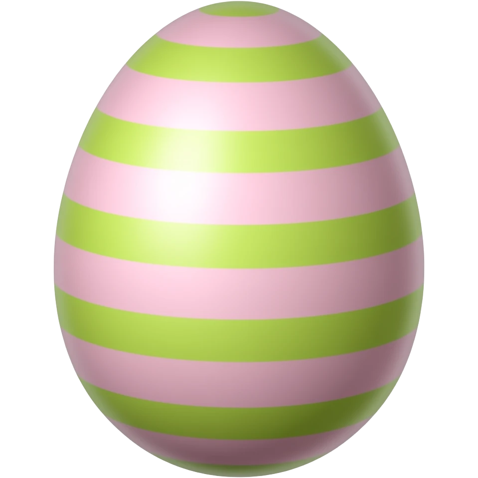 Pink egg with lime colored green stripes emoji