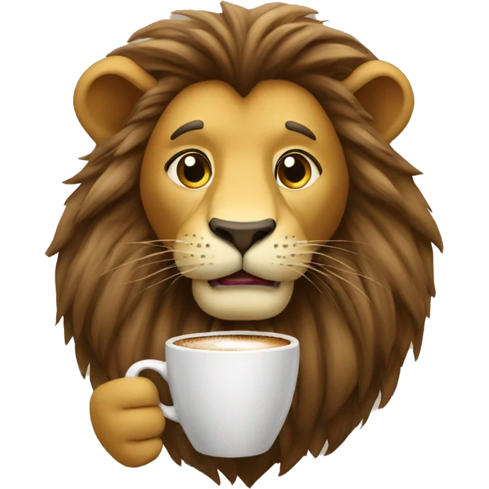 Lion drinking coffee emoji