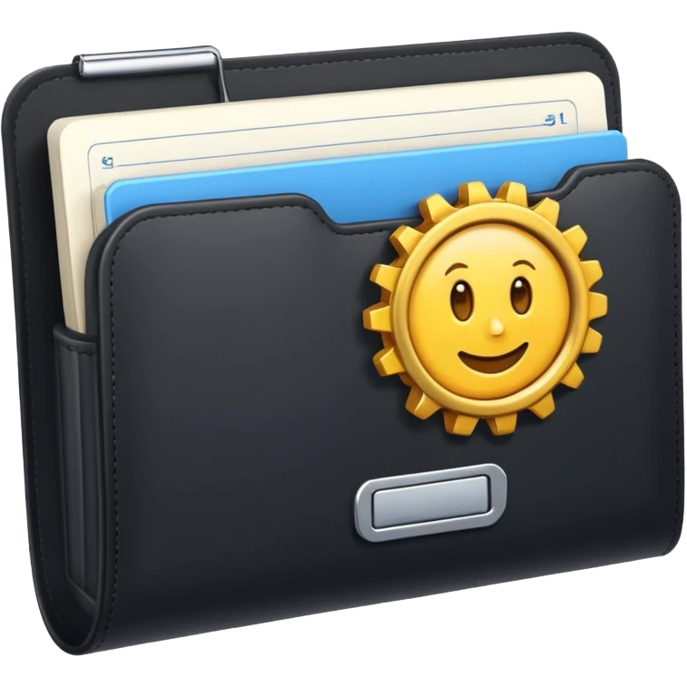 gear and address book with digital touch, CRM software theme, emoji style emoji