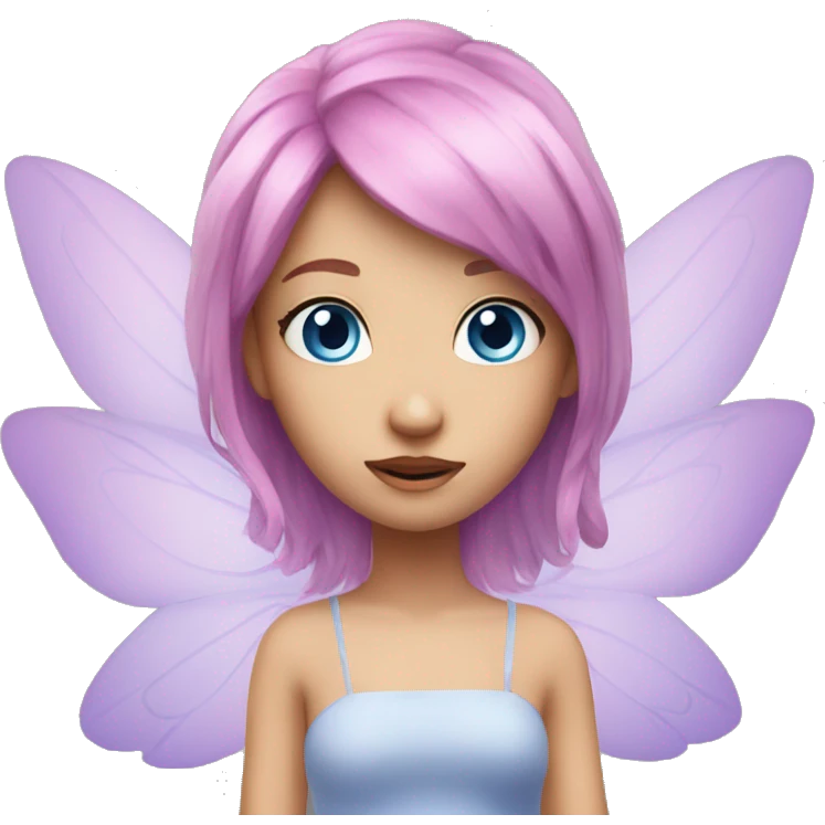 Fairy blue eyes pink hair purple wings  emoji