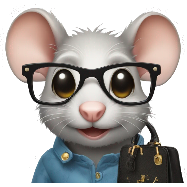 Rat with Glasses holding a prada purse emoji
