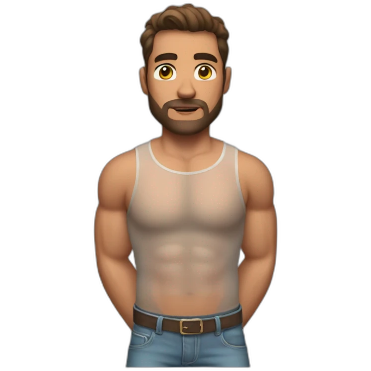 muscle-man-with-mesh-transparent-short-tight-shirt emoji
