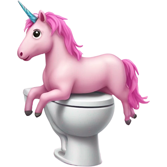 Pink unicorn coming out of a toilet  emoji