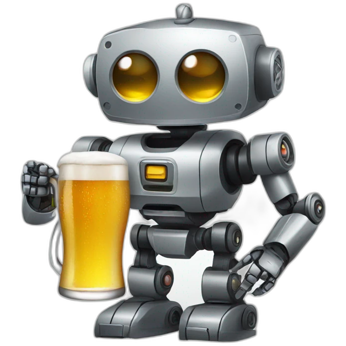 Robot holding beer emoji