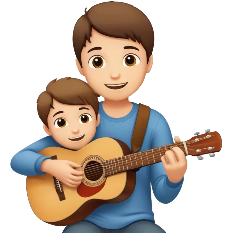 A boy playing guitar for his mom emoji