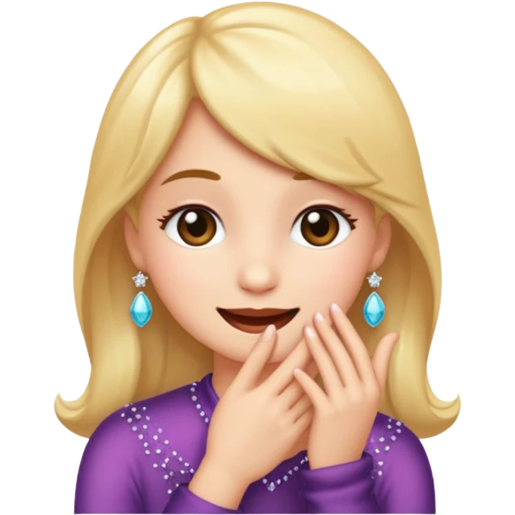 Emoji coquette, shy smile, hand near mouth (simplified), tiny sparkles, soft gradient background, 512x512, transparent background

 emoji