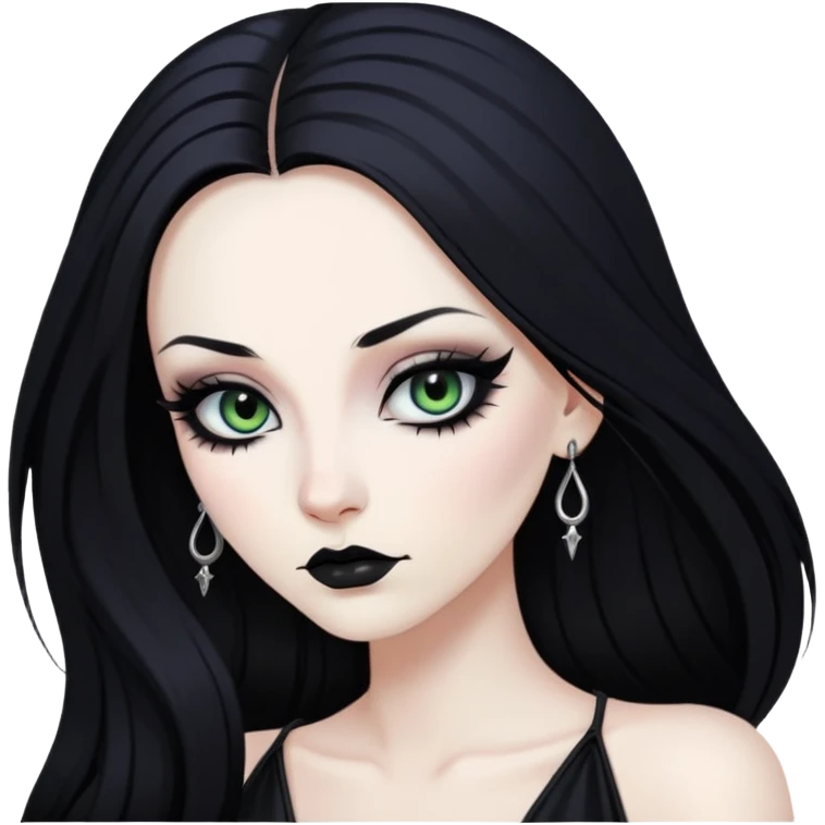 pretty long hair gothic baddie with eyeliner emoji