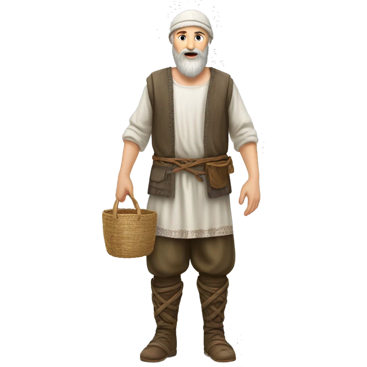 photorealistic white slavic peasant with beard full body, Slavic ethnic clothing emoji