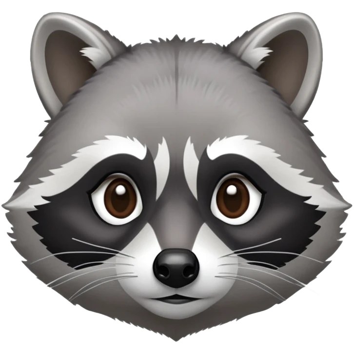 Cinematic-Noble-Raccoon-Portrait-Emoji – Poised and confident, with a sturdy build and a beautifully textured fur of silver-grey accented by dark black facial markings, deep-set, intelligent brown eyes, simplified yet sharp and sophisticated. emoji