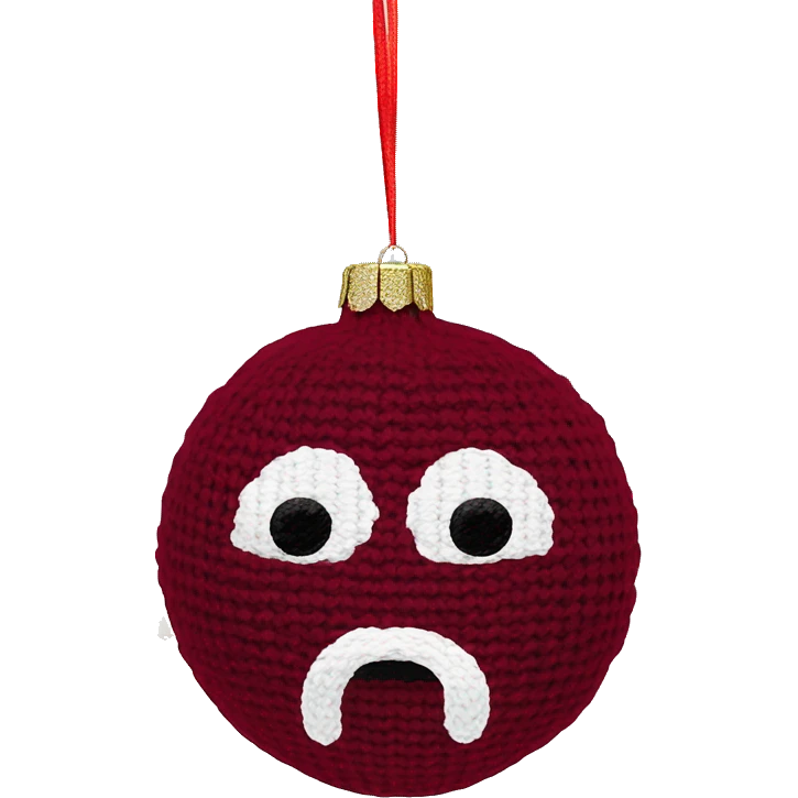 Wine red round knit Christmas ornament  emoji