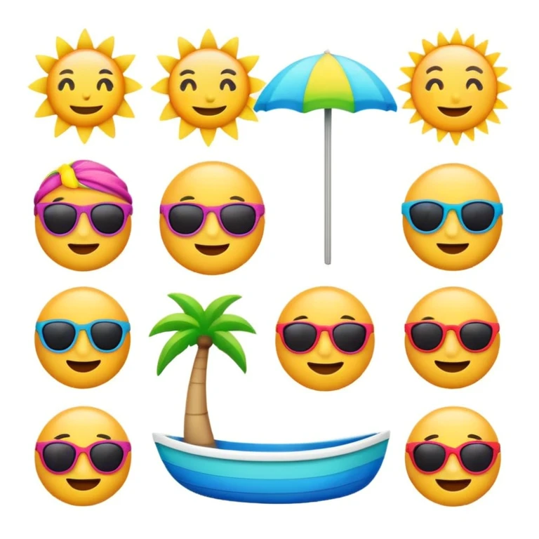 I want a summer themed emoji set emoji