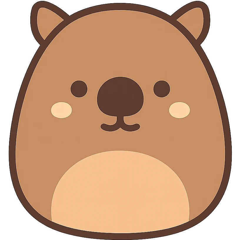 flat color vector wombat squishmallow plushie icon emoji