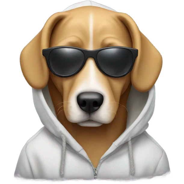 Dog wearing hoodie and sunglasses emoji