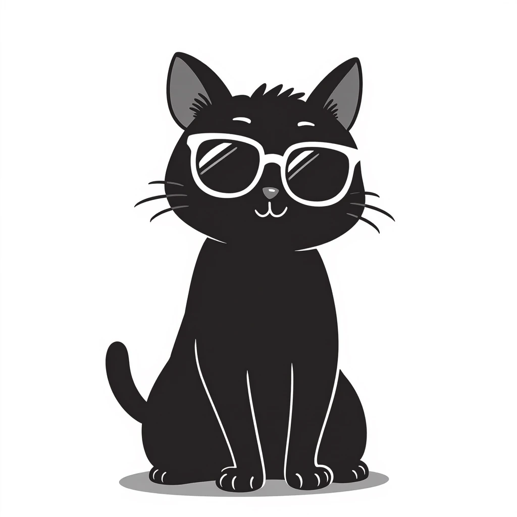 cat wearing sunglasses hand-drawn doodle style emoji