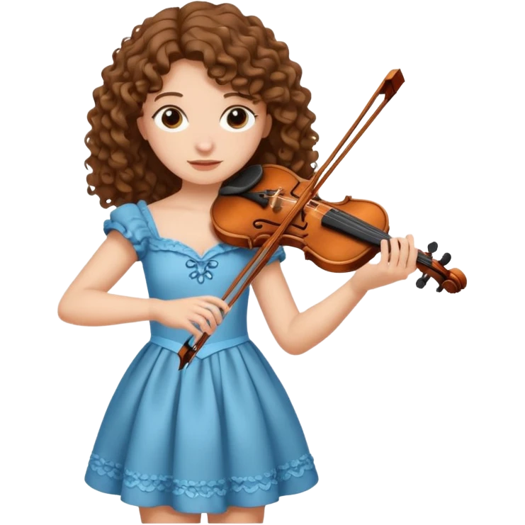 girl with curly brown long hair playing violin emoji