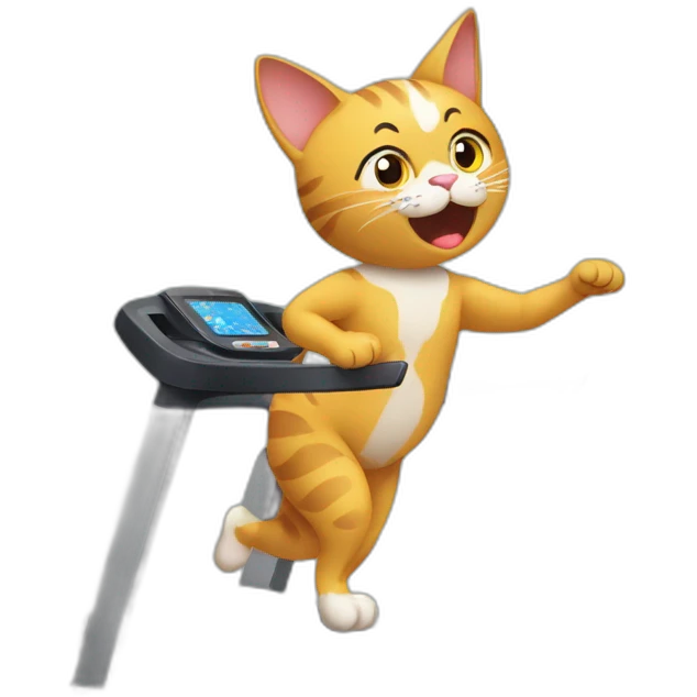 Cat working out in treadmill emoji