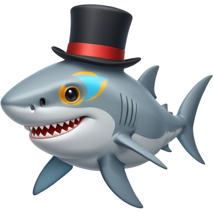 Shark with a top hat emoji