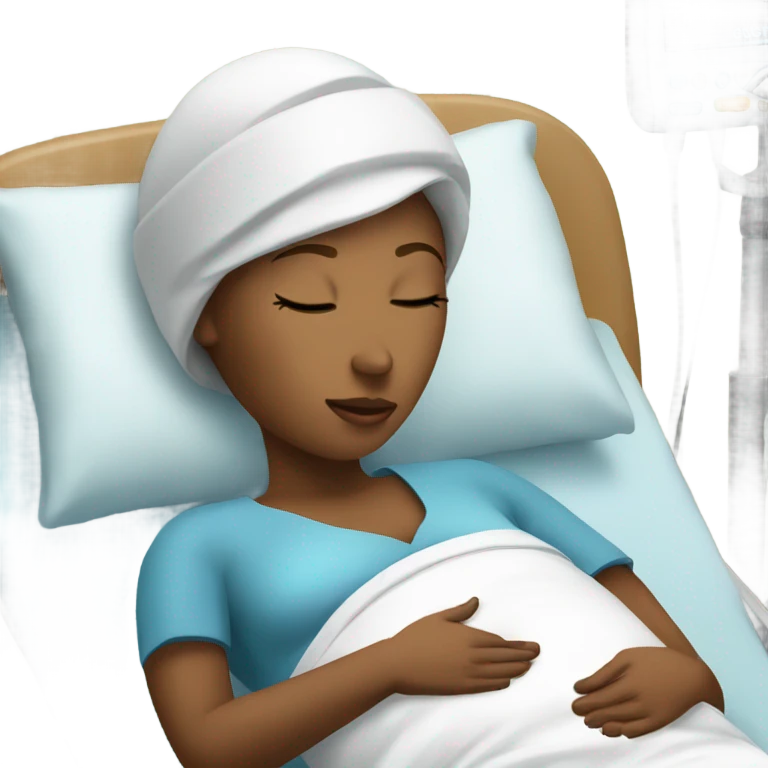 pregnant women in a hospital bed with her eyes closed  emoji