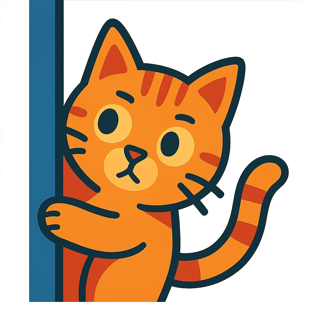 a curious cat peeking around a corner emoji
