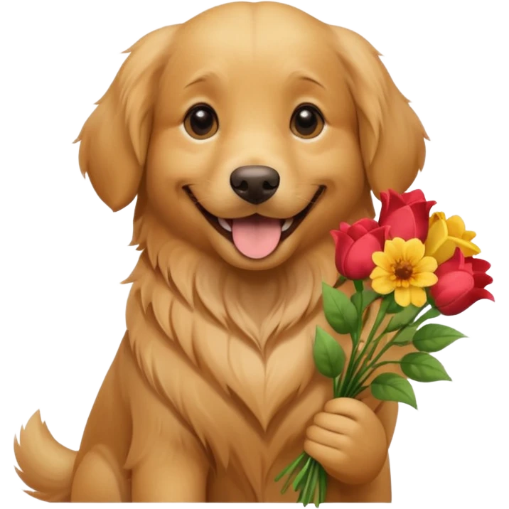 dog holding flowers emoji