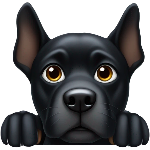 Black dog watching the Super Bowl with ears standing straight up  emoji
