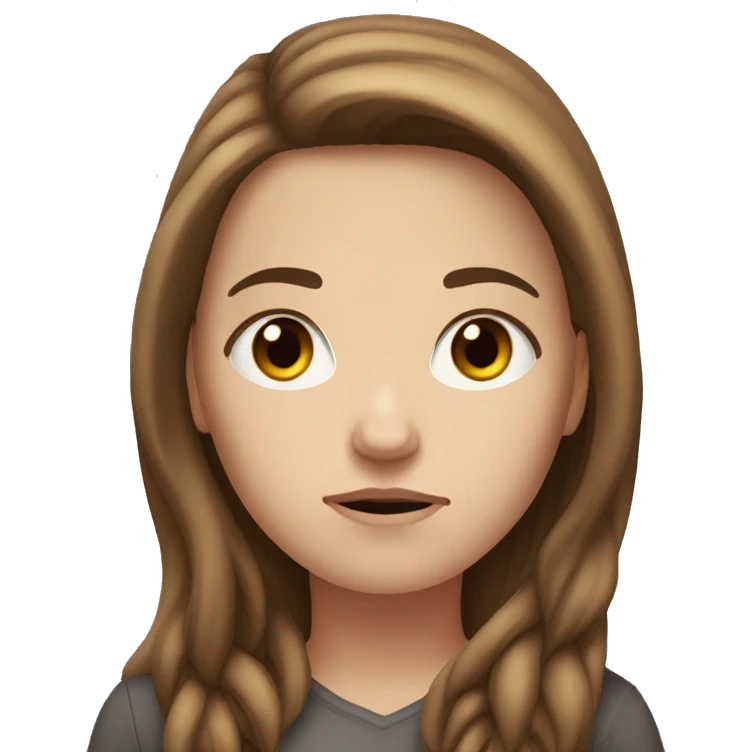 white girl with brown long hair looking sad emoji