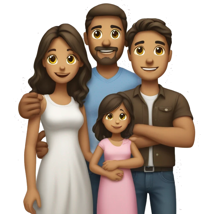 brunette Family mom dad baby girl emoji