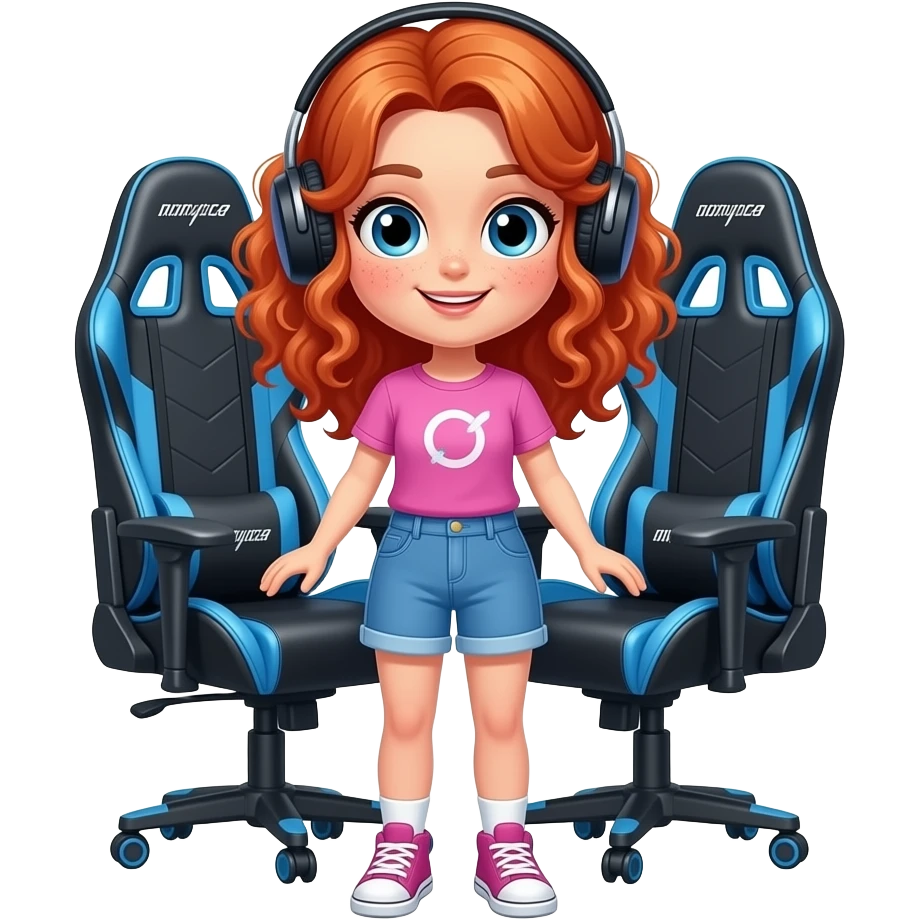 Fille rousse bouclés tâches de rousseur Esport emoji