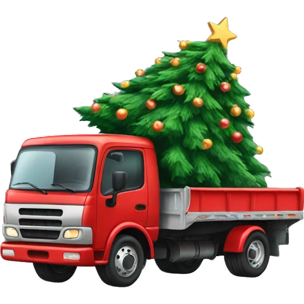 truck with a christmas tree emoji