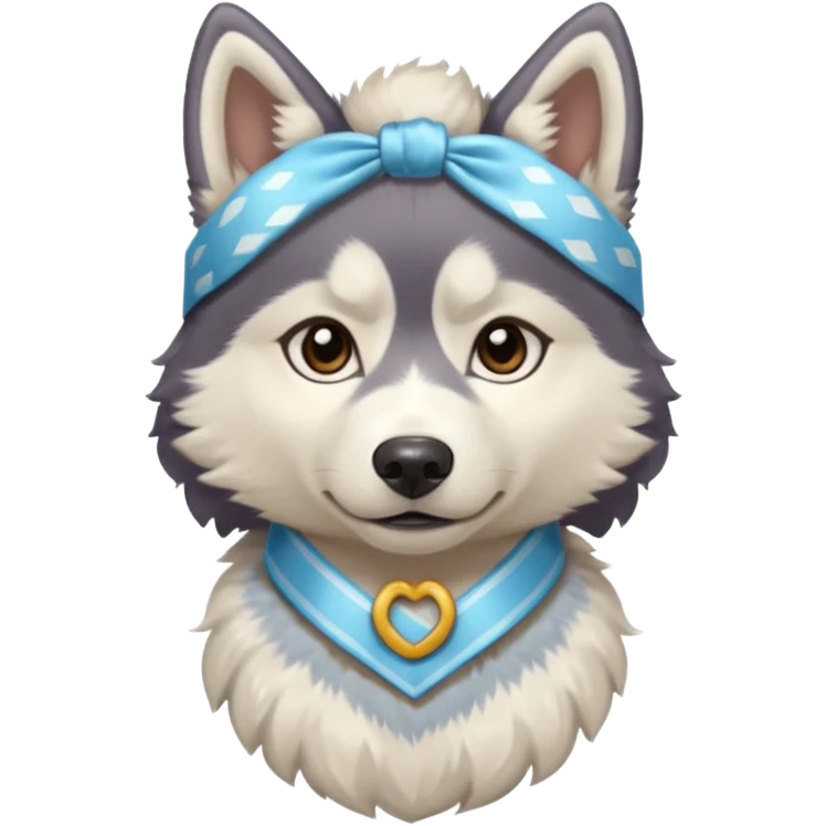 husky with head ribbon and shirt emoji