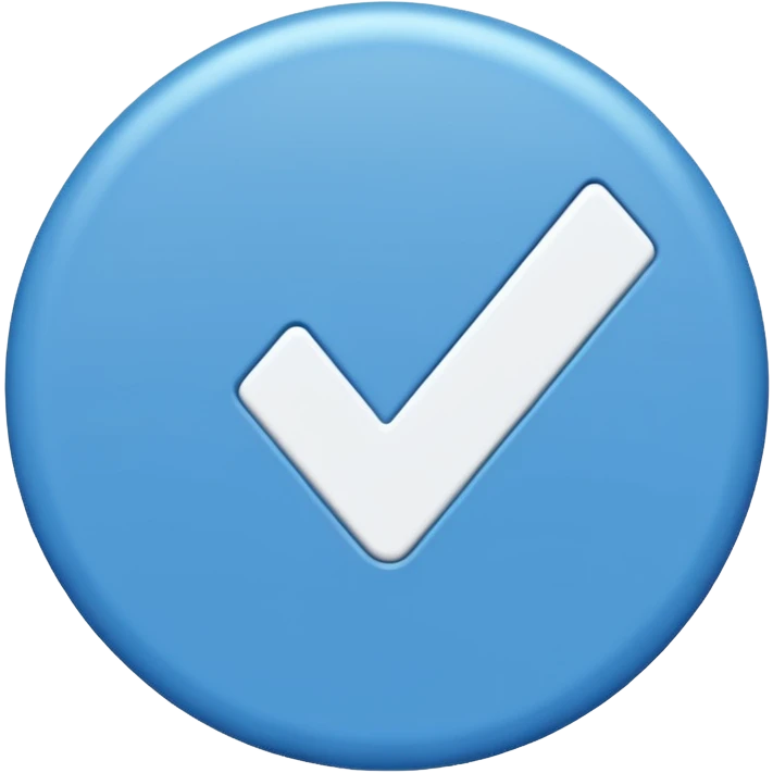 a small blue circle with a white checkmark (✔️) inside it. emoji