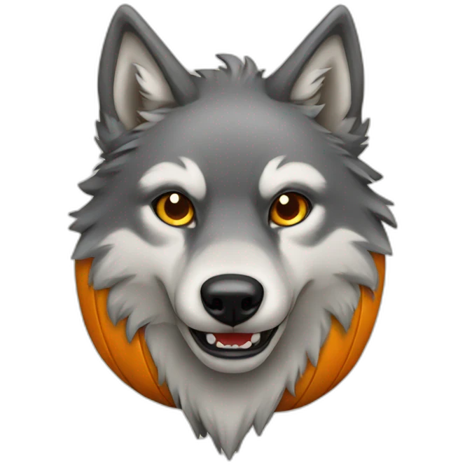 Wolf with pumpkin head emoji