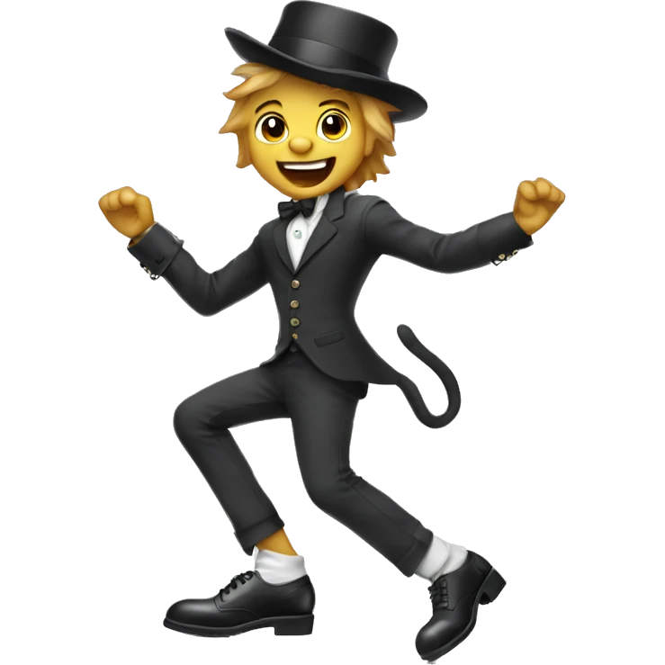 Silly cat boy with tap dancing shoes emoji