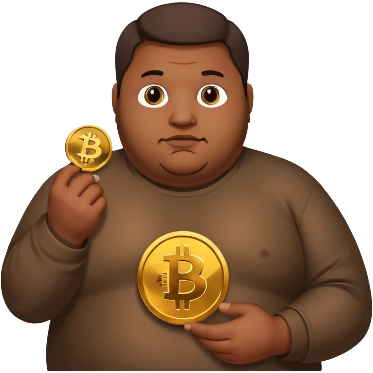 Obese brown man bitcoin, NO TATTOOS emoji