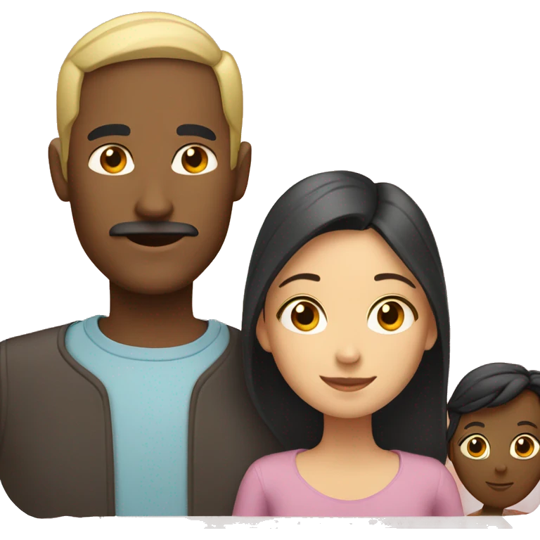 father with dark hair and mother with blond hair and two children emoji
