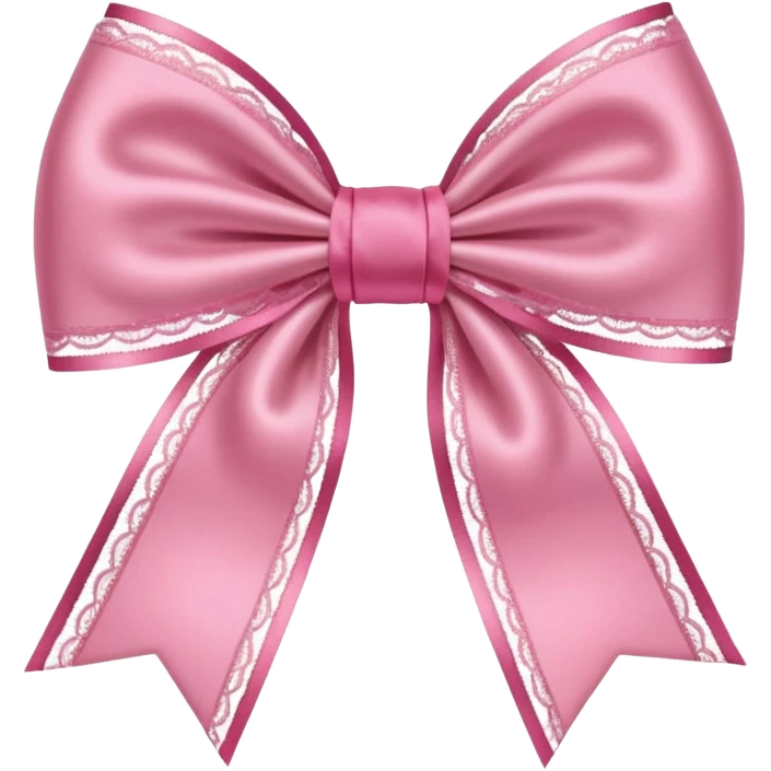 pink coquette bow with a heart-shaped center, lace accents, romantic and cute emoji
