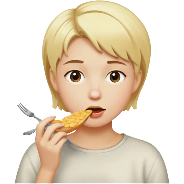 blonde short hair eating emoji