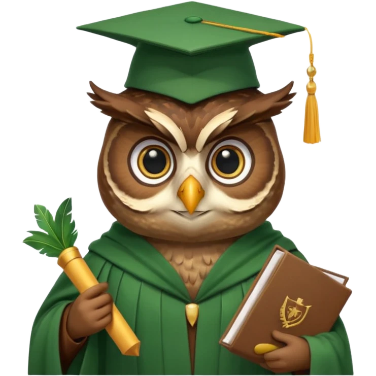 owl professor in green cloak graduation emoji