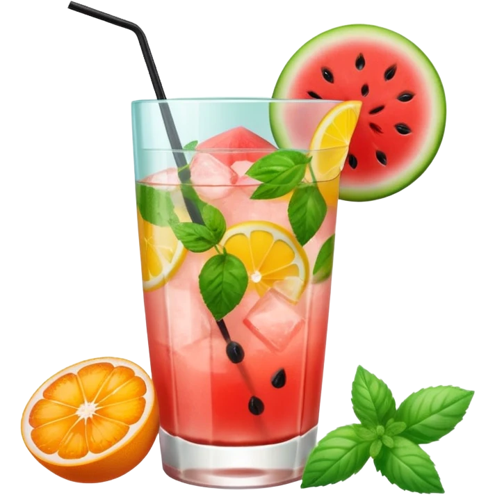 summer cocktail with lemon, watermelon, orange emoji