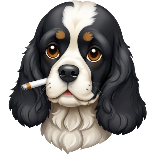 Black and white cocker smoking  emoji