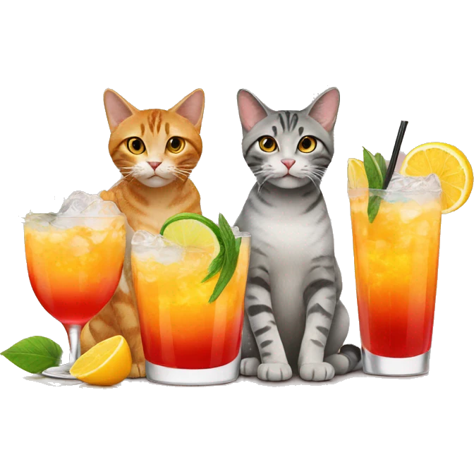 four cats drinking cocktails emoji