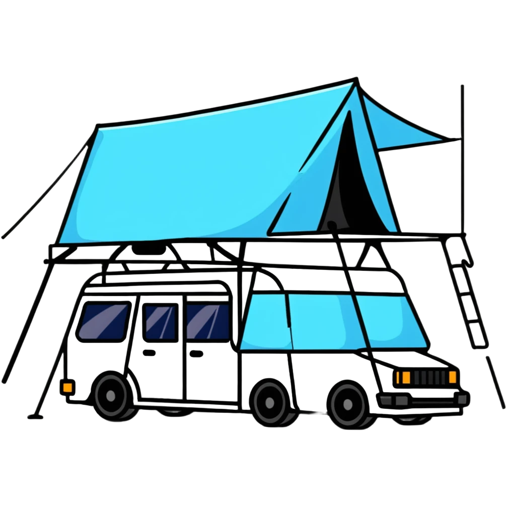 black car with roof tent emoji