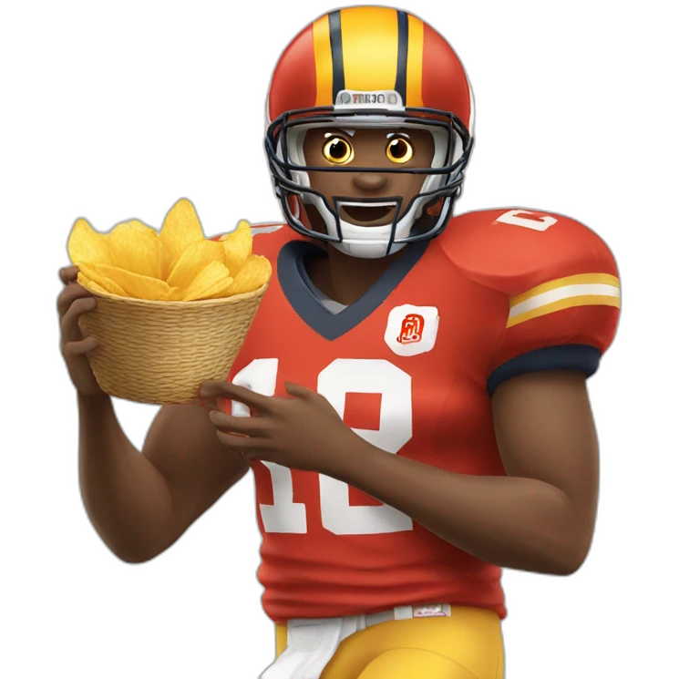  football player eats chips emoji