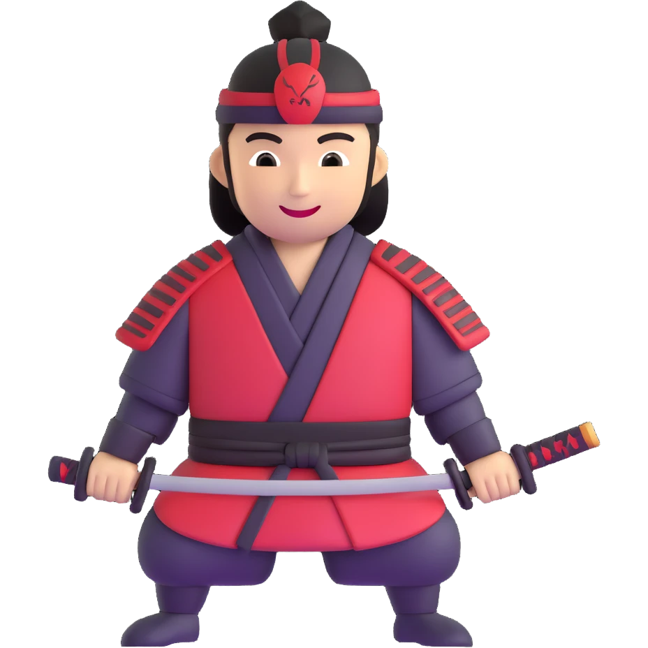 happy samurai with a smile emoji