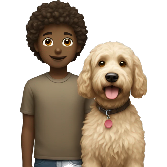 Boy and labradoodle emoji