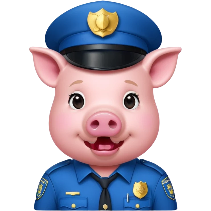 a pig, upright, in a police officer uniform, drooling and looking to the bottom left emoji
