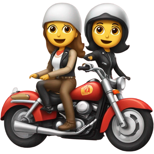 Chica pelirroja y chico en moto emoji